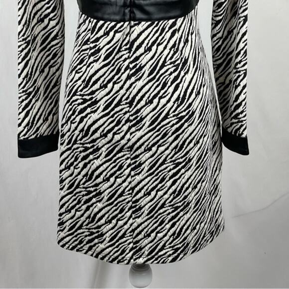 Tyler Boe Black White Zebra Print Vegan Leather Feminine Date Dress NWT Size S - Picture 7 of 13
